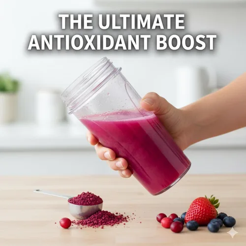 Miniatura 5 de Mezcla orgánica de bayas liofilizadas en polvo, naturalmente rica en antioxidantes y vitamina C, sin azúcar añadida, sin OMG - Batido, yogur