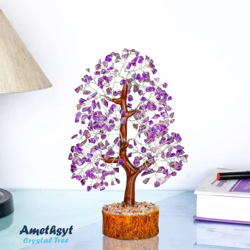 Miniatura 3 de Árbol de amatista – Árbol de cristal – cristal púrpura – Piedra preciosa – Árbol de dinero Feng Shui – Árbol de la vida de cristal – Árbol bonsái