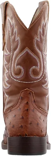 Miniatura 3 de ROPER Hombres Bumps Avestruz Punta cuadrada Botas Casual Mid Calf - Marrón, Blanco