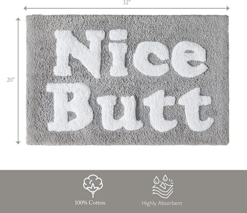 Miniatura 3 de Jessica Simpson Alfombra de baño de algodón, alfombra de baño de alta calidad, decoración lavable a máquina, 20 x 32 pulgadas, bonito trasero, gris