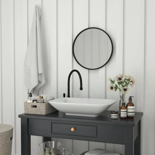 Miniatura 4 de Flash Furniture Julianne - Espejo redondo grande de pared, espejo de acento de círculo negro, espejo de tocador de 20 pulgadas, para baño, tocador