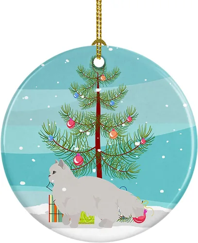 Miniatura 120 de Caroline's Treasures Adorno de cerámica con texto en inglés "Merry Christmas" para colgar en el árbol de Navidad, decoración para el hogar, Navidad