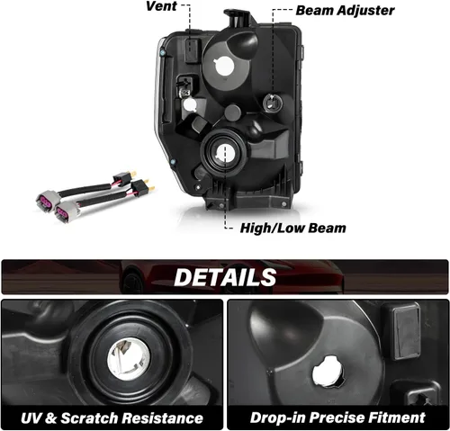 Miniatura 3 de Conjunto de faros BRYGHT Compatible con [Todos los modelos] 08-14 Ford E150 E250 08-21 E350 E450 Super Duty Faros de repuesto con carcasa cromada