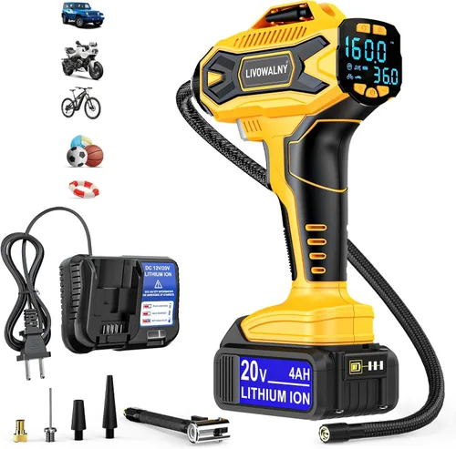 Miniatura 14 de Inflador de neumáticos inalámbrico, compresor de aire portátil, bomba de aire de neumáticos compatible con batería Makita de 18 V, bomba automática