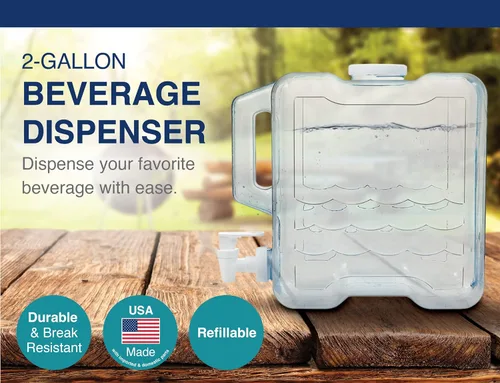 Miniatura 2 de Arrow Home Products 00743, envases de bebidas, recargable, plástico azul, 2 galones, Industrial, 1