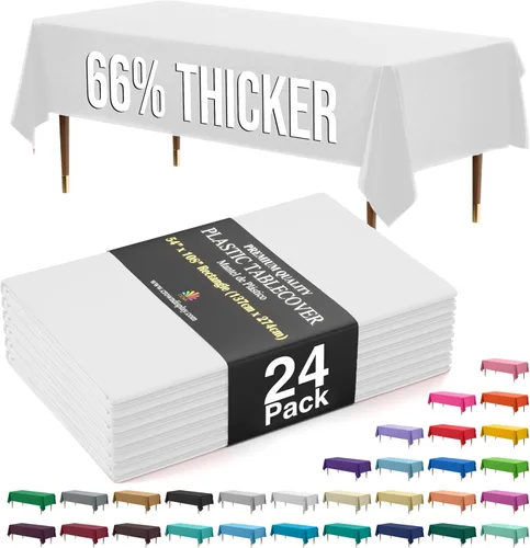 Miniatura 51 de Exquisite 66% Thicker Premium Plastic Table Cloth Rectangle Table Cover 0.5 Mil 6 Pack Aqua Table Cloth 54 Inch x 108 Inch Disposable Tablecloth