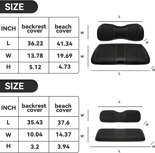 Miniatura 3 de XUANYUDG0769 Fundas de Asiento Delantero y Trasero para Carrito de Golf para EZGO TXT/RXV Club Car DS/Precedent Yamaha G29, Hechas de Vinilo