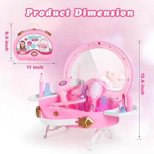 Miniatura 4 de Little Princess - Juego de tocador para niños pequeños, kits de maquillaje portátil con luces y música, espejo real y múltiples accesorios, el mejor