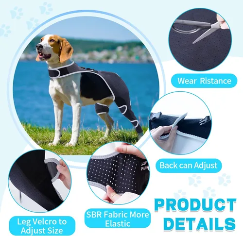 Miniatura 6 de Manga de pierna de perro para perros grandes, heridas que evitan lamer la recuperación del perro, manga de protección de la pierna trasera