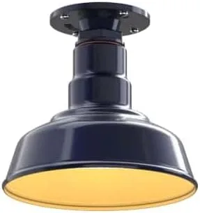 Miniatura 15 de Steel Lighting Co. Inglewood - Lámpara de granero Lámpara montada en el techo Cúpula redonda de 8 pulgadas vástago inclinado de 12 pulgadas