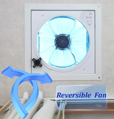 Miniatura 3 de RVLOVENT Ventilador de Techo RV de 12V de 14'' con 10 Velocidades Reversible con Elevación Manual (SIN CONTROL REMOTO)
