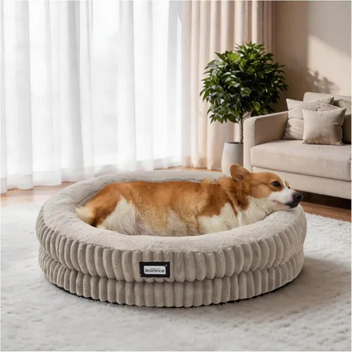 Miniatura 19 de BALANCE Cama para gatos, cama redonda lavable para gatos de interior, cama de felpa súper suave de piel sintética para cachorros y gatitos con parte