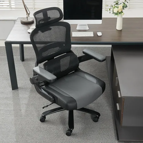 Miniatura 8 de Silla de oficina grande y alta de 500 libras, silla de computadora ejecutiva grande y resistente con brazos abatibles 5D, silla de escritorio