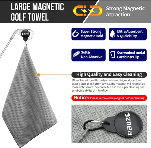 Miniatura 3 de ZOEA Toalla magnética, clip magnético para toalla de golf, tela de microfibra con patrón de gofre, imán de fuerza industrial para un fuerte agarre a