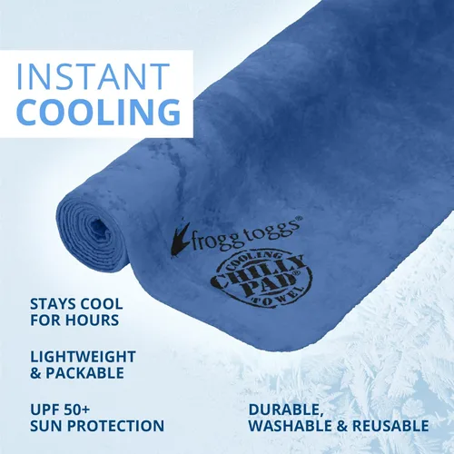 Miniatura 3 de FROGG TOGGS Chilly Pad, toalla de enfriamiento instantáneo, duradera, reutilizable, toalla de cuello para deportes y al aire libre 33x13 Azul