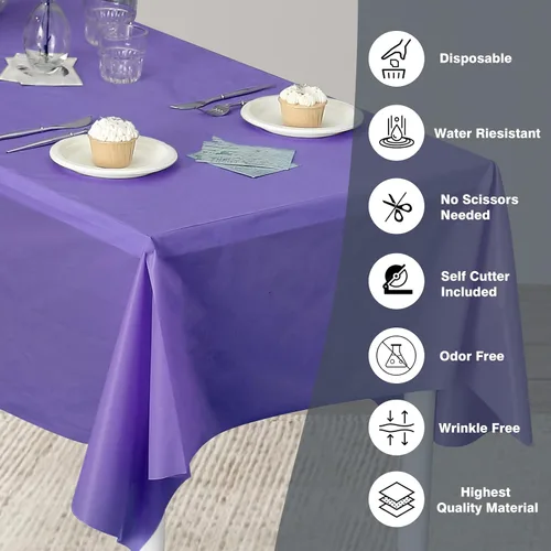 Miniatura 60 de Rollo de plástico para cubierta de mesa color verde manzana, 40 pulgadas x 100 pies, rollo de plástico resistente para cubierta de mesa de banquetes
