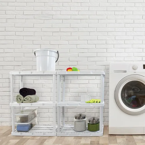 Miniatura 5 de Gracious Living Knect-A-Shelf - Paquete de 3 estantes de almacenamiento ligeros, organizador ventilado de 3 estantes para el hogar, garaje, sótano