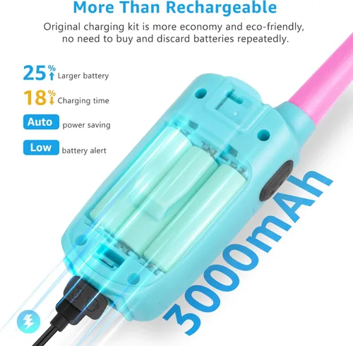 Miniatura 3 de Topsung Walkie Talkies para Niños de Largo Alcance Walkie-Talkie para Adultos Recargables Paquete de 4 con Cordón NOAA USB, Juguetes de Radio