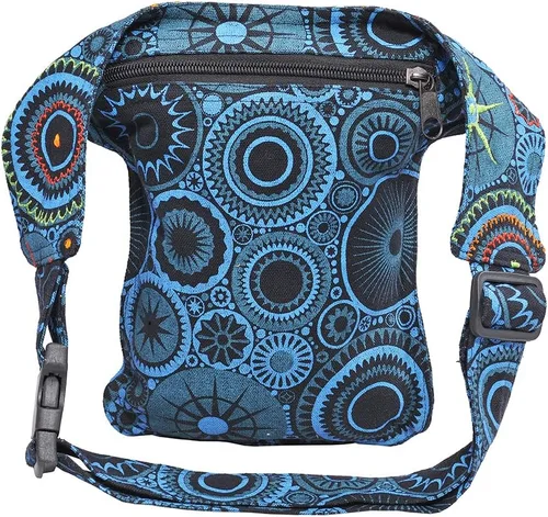Miniatura 3 de The Collection Royal Riñonera Bolsos Cruzados para Mujeres Bolsa de Cinturón de Lona de Algodón Boho Hippie Festival Colorida para Mujeres