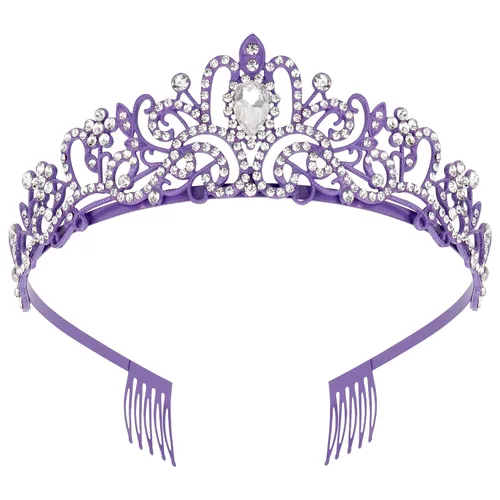 Miniatura 19 de Didder - Diadema con corona de tiara de cristal dorado. Elegante corona con peines para princesa, para mujeres y niñas, ideal para novias, bodas, 02