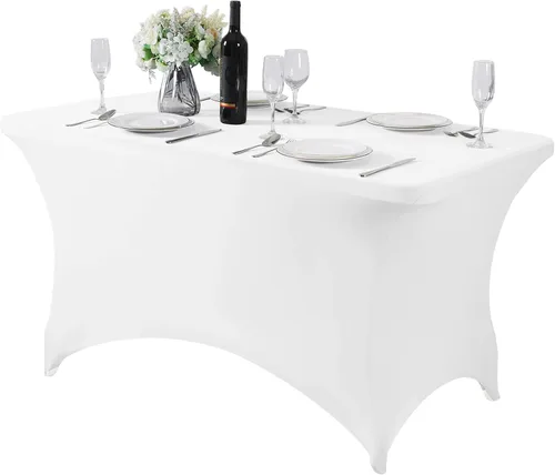 Miniatura 30 de Mantel de elastano para mesas de 4, 6 u 8 pies, mantel elástico universal ajustable para fiestas, banquetes, bodas y eventos - Verde manzana