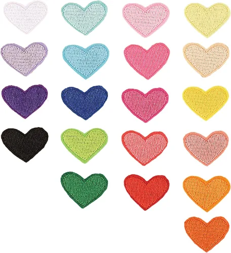 Parches para planchar en forma de corazón, bonitos parches bordados coloridos para coser y decorar ropa, 20 unidades