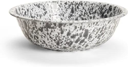 Miniatura 9 de Enamelware Cuenca Mediana, 8 cuartos de galón, Negro/Blanco Splatter (individual)
