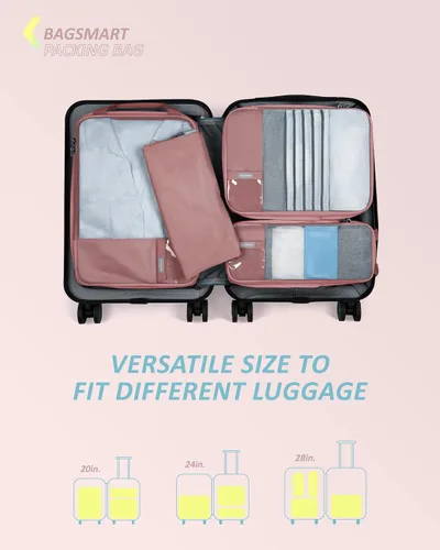 Miniatura 3 de BAGSMART - Juego de 6 cubos de compresión para maletas, juego de 6, 4 y 2, cubos organizadores de viaje, juego de bolsas expandibles, organizadores