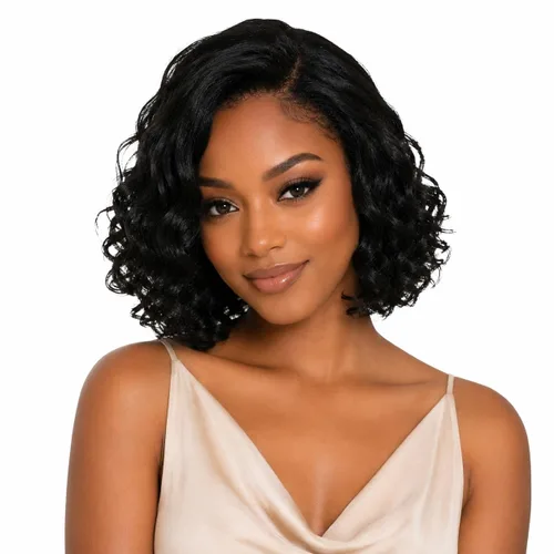 Miniatura 16 de Peluca de cabello humano rizado profundo de 12 pulgadas para mujer, peluca de encaje frontal sin pegamento, cabello Remy brasileño rizado Jerry