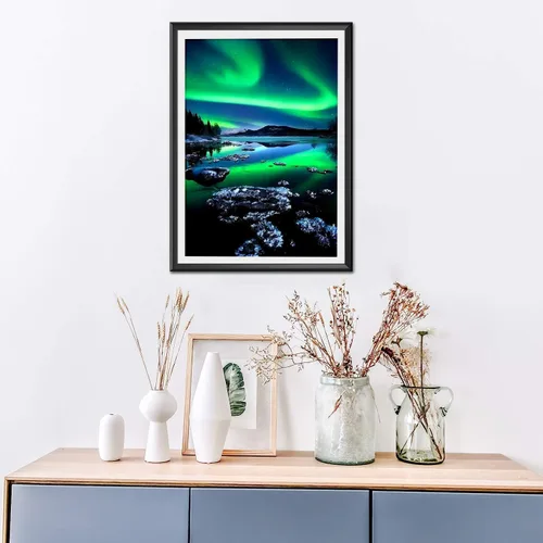 Miniatura 2 de Yunnuo Kits de pintura de diamantes de paisaje para adultos, kits de arte de diamantes 5D DIY, paisajes, puntos de diamantes aurora, luces