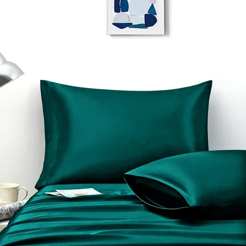Miniatura 9 de Ersmak Juego de 2 fundas de almohada de satén estándar, ultra suaves y sedosas para cabello y piel, resistentes a las arrugas a la decoloración