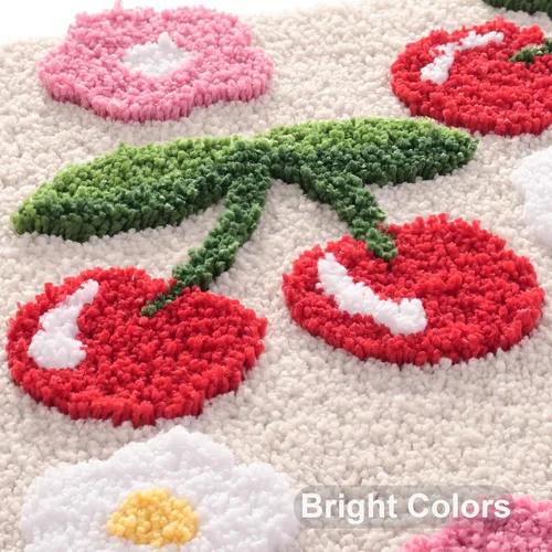 Miniatura 4 de Anybar Alfombras de Baño Beige Tapete de Baño de Cerezas Lindas Accesorios de Baño Coloridos, Alfombra de Flores Divertida Tapete de Piso