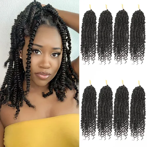 Miniatura 30 de Bileaf Cabello de Ganchillo Passion Twist Pre-retorcido de 10 Pulgadas, 8 Paquetes de Ganchillo Passion Twist, Cabello Corto Passion Twist