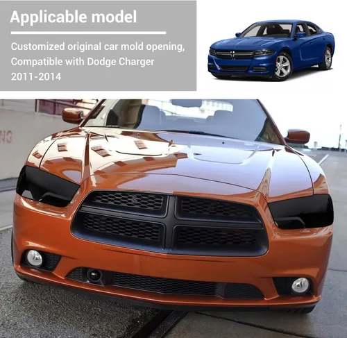 Miniatura 5 de Hoolcar Cubierta de lámpara delantera para faros delanteros, marco de bisel, accesorios exteriores compatibles con Dodge Charger 2011-2014, negro