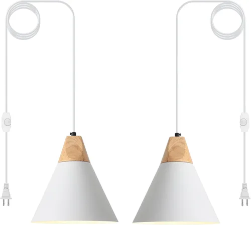 Miniatura 11 de Luz Colgante Negra Paquete de 2, 9.4 pulgadas - Luz Colgante de Estilo Rústico, Luces Colgantes Modernas, Luces Colgantes de Cocina para Oficina