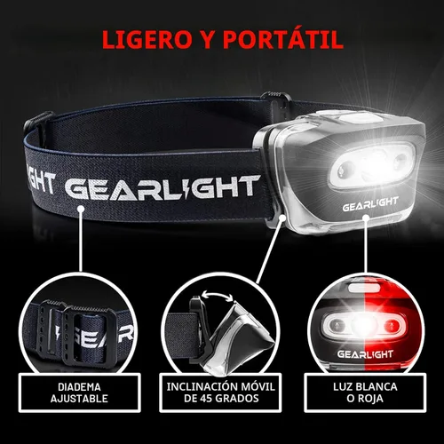 Miniatura 4 de GearLight Paquete de 2 faros LED – Lámparas de cabeza de camping al aire libre con diadema ajustable – Linterna ligera con batería brillante con 7