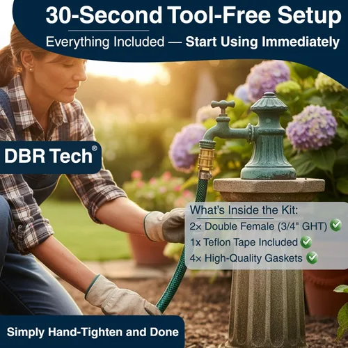 Miniatura 4 de DBR Tech® Adaptador de manguera hembra a hembra Conector de manguera de jardín resistente a prueba de fugas, accesorios de latón de agua GHT