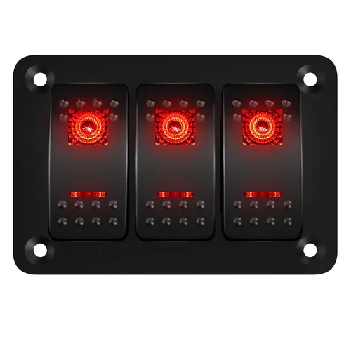 Miniatura 7 de DaierTek Panel de Interruptor Marino Impermeable 12V Panel de Interruptor Basculante de 3 Bandas Luz LED Azul Interruptor de Palanca Panel