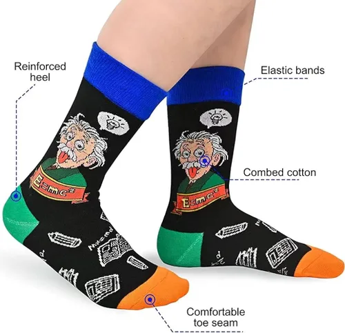 Miniatura 4 de Dsia Zamur Calcetines altos para niños y niñas, paquete de 4 a 6 unidades + caja de regalo, novedosos calcetines de pantorrilla coloridos para niños