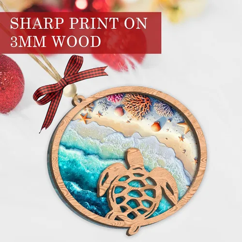 Miniatura 5 de Adorno acrílico de tortuga marina con tarjeta de historia, regalos de tortuga marina para mujeres, regalos de playa para mujeres, adornos de Navidad