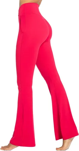 Sunzel Leggings acampanados para mujer con bolsillos, pantalones de yoga cruzados con control de abdomen, cintura alta y pierna ancha