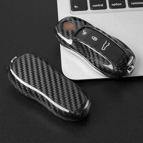Miniatura 5 de Funda para llavero de fibra de carbono auténtica y genuina 100% pura, ajuste deportivo para Porsche Boxster Turbo Cayenne Panamera Macan Cayman 911