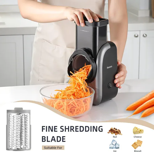 Miniatura 6 de Paquete de exprimidor eléctrico de cítricos con cortador de verduras, exprimidor automático de naranjas con cepillo de limpieza y rallador de queso
