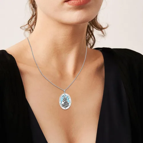Miniatura 291 de Collar de plata de ley 925 con medalla de San Patrón, colgante de protección católica, amuleto, joyería religiosa para hombres y mujeres