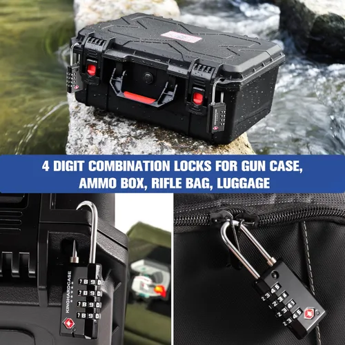 Miniatura 7 de Kinghardcase Paquete de 2 cerraduras de pistola aprobadas por la TSA, cerraduras de combinación de 4 dígitos para estuche de armas, caja