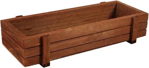 JTLB Caja de almacenamiento rectangular de madera para interiores y exteriores, diseño de flores suculentas