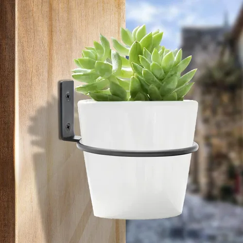 Miniatura 2 de Jiozermi Paquete de 2 anillos para macetas de 4 pulgadas, soporte de maceta montado en la pared, uso en interiores, negro mate, capacidad de 40