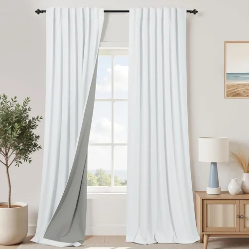 Miniatura 33 de KOUFALL - Cortinas de medio estilo francés de lino para ventana, juego de 2 cortinas cortas de 40 pulgadas de longitud, para privacidad, cortinas