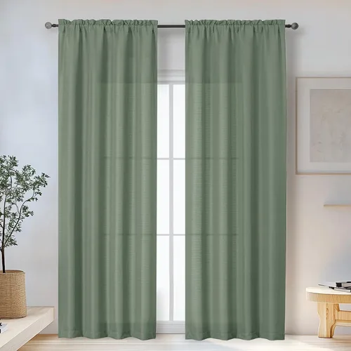 Miniatura 33 de OWENIE Bob Juego de 2 Paneles de Cortinas Negras de Cocina para Ventanas de 36 Pulgadas de Largo, Cortinas Cortas de Café con Textura de Lino