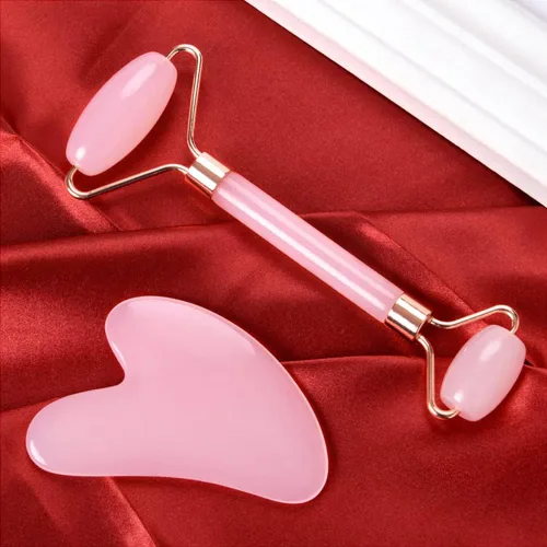 Miniatura 5 de Herramienta Gua Sha de cuarzo rosa, secreto de belleza, para masajeador facial, elimina la hinchazón/microcirculación/elimina toxinas/previene